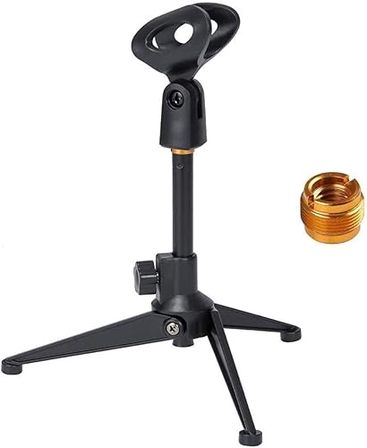Soporte de micrófono de escritorio ajustable universal trípode plegable portátil MIC soporte de mesa con pequeño clip de micrófono de plástico como