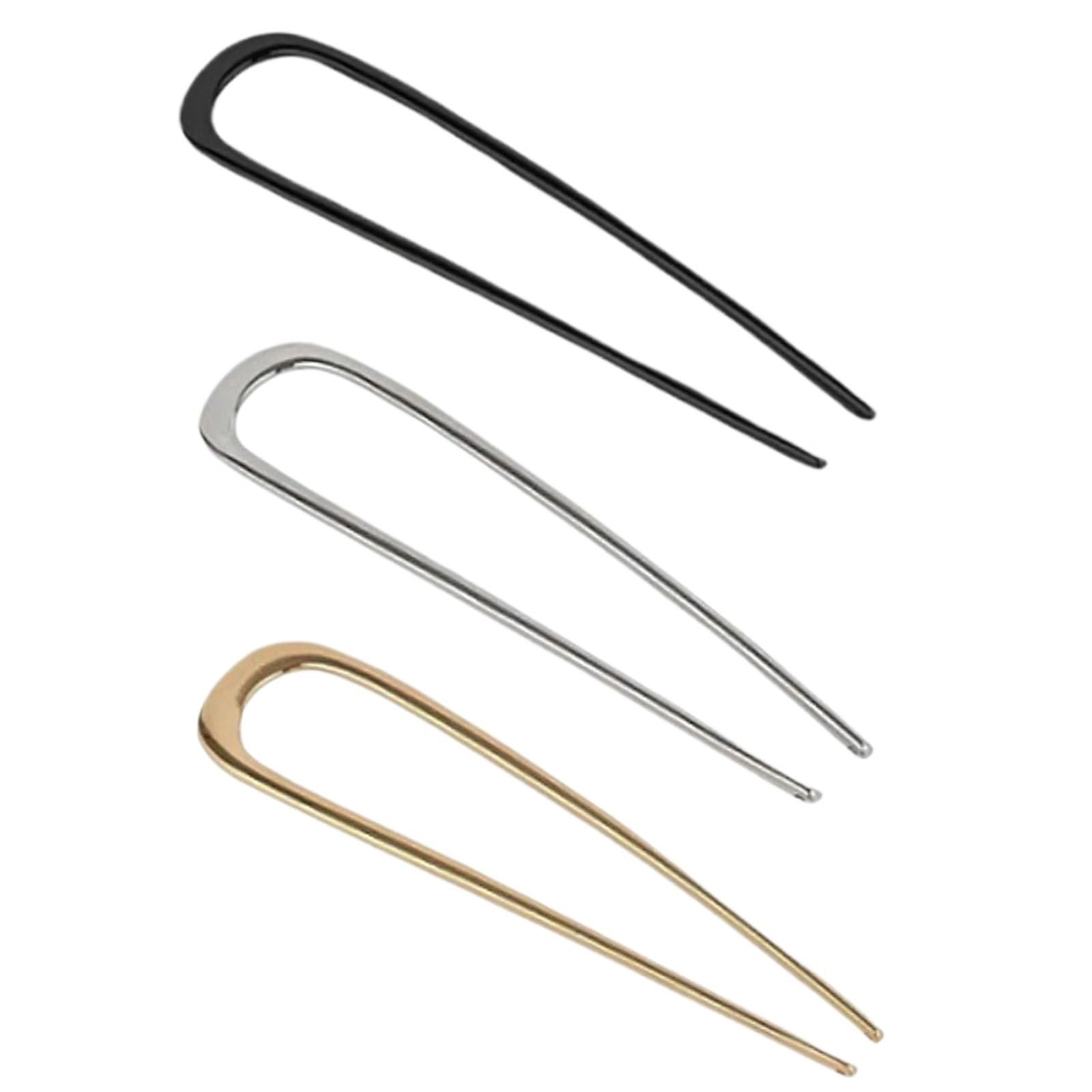 Horquillas para el pelo en forma de U, 15 unidades, largas y gruesas, en forma de U: elegantes accesorios para el cabello de aleación dorada y plateada para moño de mujer (plata)