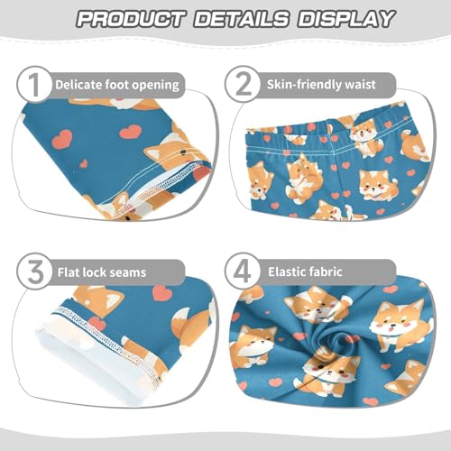 Funny Corgi Girls' Leggings Toddler Doodles Heart Kids Yoga Pants Dance Active Tights 4T3