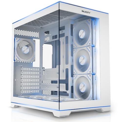 Majesty Orion Mid-Tower PC Case | 7 x 120mm Infinity ARGB Fans | ATX Support | 360mm Water Cooler Support | Type-C & 2x USB 3.0 Ports | Back-Connect Design | RGB Ambient Lighting | White