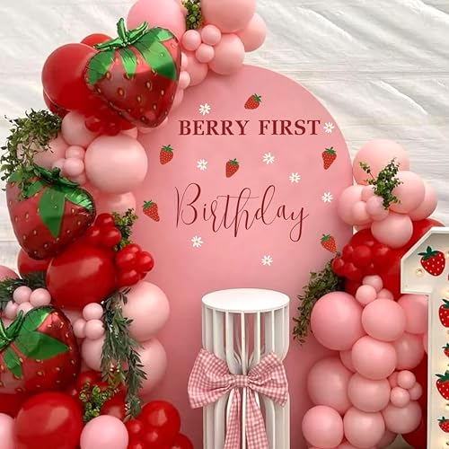 Vinilo decorativo de fondo para cumpleaños con tema fresa