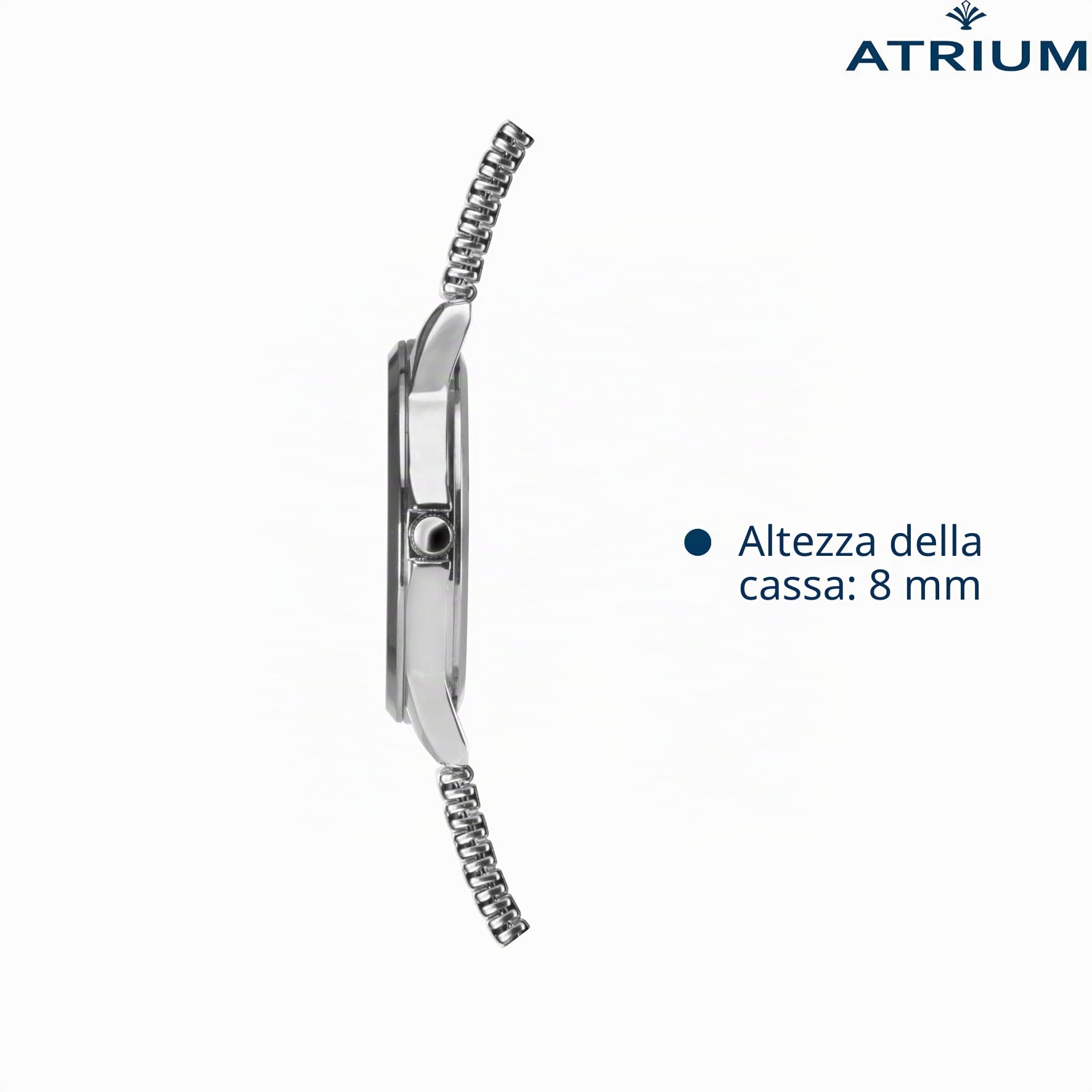 Atrium Orologio da polso da donna, analogico, al quarzo, con cinturino in acciaio inox, colore argento, A37-50