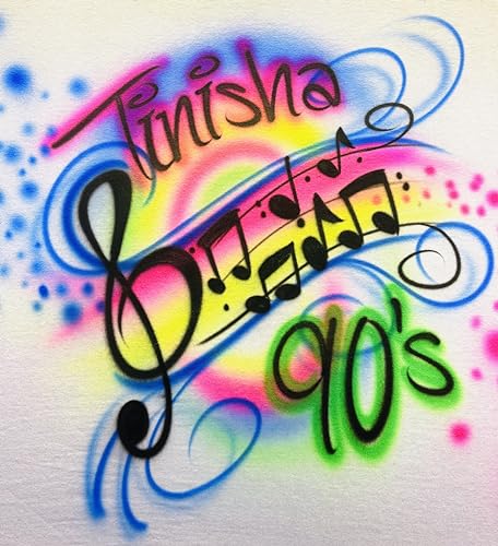 Airbrush Music Notes Name Design T Shirt4