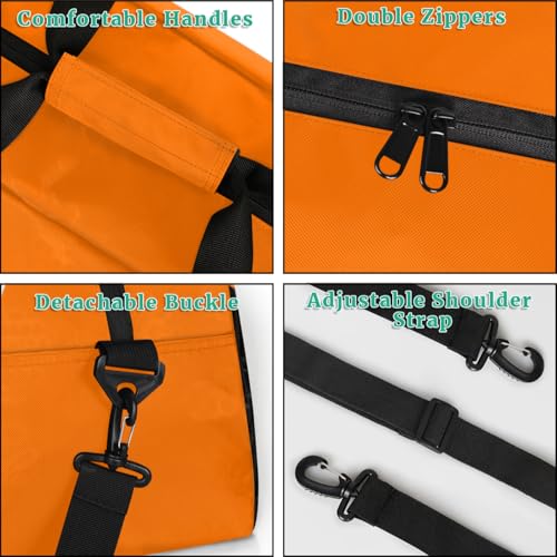 Kids Duffle Bag Personalized Gym Bag Overnight Bags, Ideal for Travel and Sports, Suitable for Men Women for Gym, Dance, Yoga, Durable Waterproof Sport Overnight Handbags Cheerleader Orange4