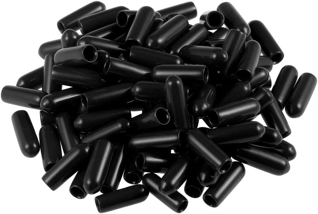 Boxonly 100pcs Rubber End Caps 4mm ID Vinyl Round End Cap Cover Screw Thread Protector