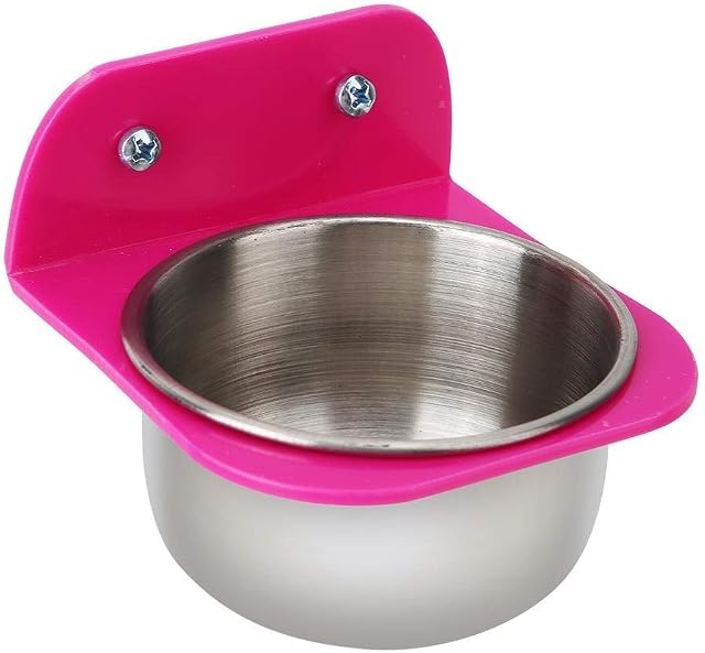 HEEPDD Bird Cage Feeder, Stainless Steel Food Water Bowls with plastic holder Parrot Feeding Bowls Cup for Macaw African Greys Budgies Parakeet Cockatiels Conure Lovebird Finch(Red)
