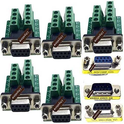 Ltvystore DB9 9-pin Female RS-232 Serial Port Interface Breakout Board Connector & RS-232 DB9 Male to Male & DB9 Male to Female & DB9 Female to Female Serial Cable Gender Changer Coupler Adapter