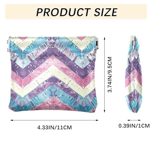 Pastel Colors Chevron Coin Purse Leather Pouch Change Purse, Squeeze Coin Pouch for Cards, Keys & Lipsticks, Unisex3