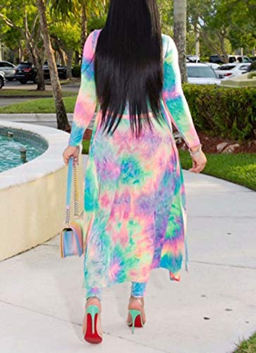 Womens Floral Print Long Sleeve Cardigan Cover up Long Pants 2 Piece Outfits Set3