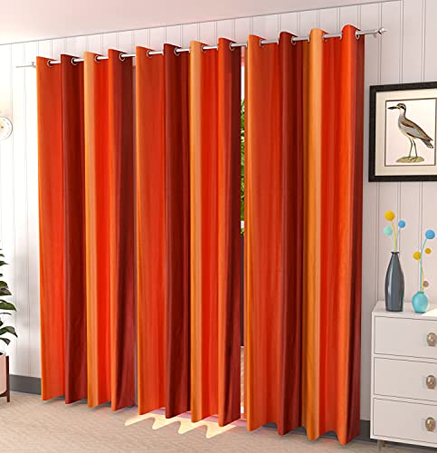 Image of HOME UTSAV 3 Piece Plain Shade Curtains for Window 6 Feet, Orange (Orange, 6 Feet (3Pc))