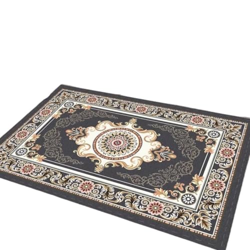 MCSWSEE 玄関マット 室内用 100×120cm 大判 ペルシャ風 北欧 ヴィンテージ ゴブラン織り シェニール 洗える 丈夫 おしゃれ ドアマット フロアマット 家庭用 グレー (120cm*160cm,J)