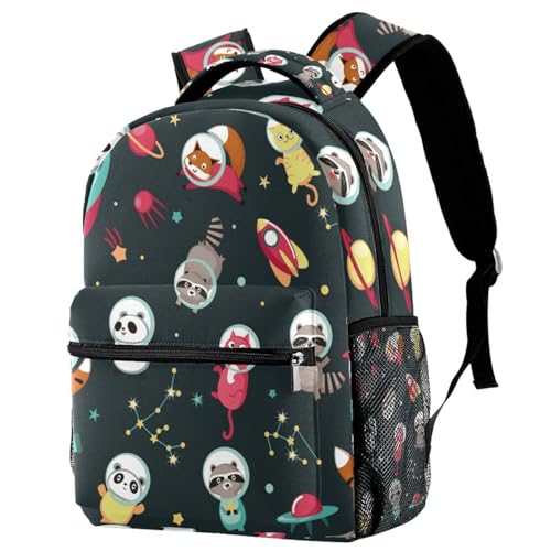 Sac à dos d'école espace multicolore pour adolescents et enfants 29x20x40cm