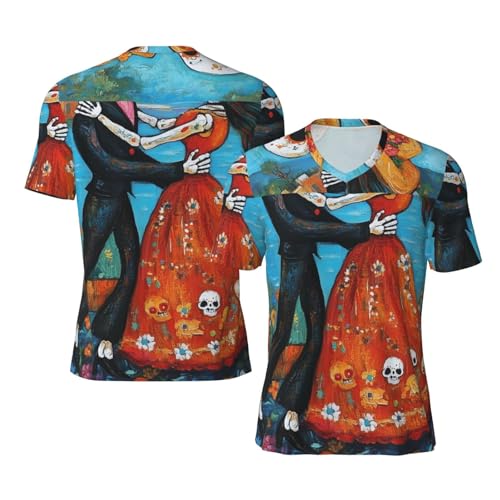 Stylish Athletic Sports Jersey Mexico-Dead-Skeletons-Romance Men's Rugby Jersey Medium Black