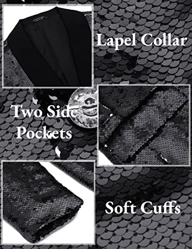 Image of COOFANDY Mens Shiny Sequin Blazer Tuxedo Party Dinner Prom One Button Suit Jacket
