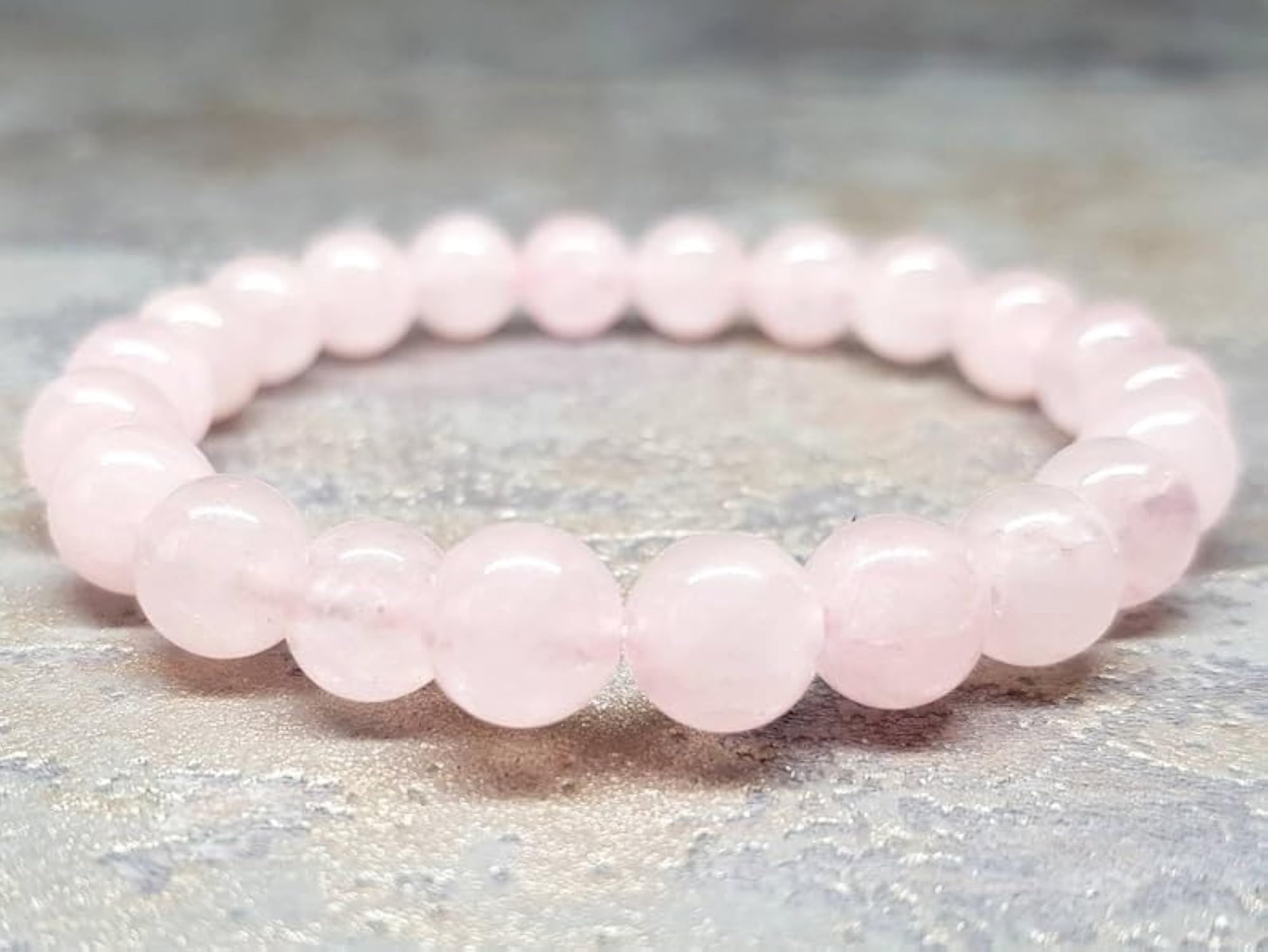 Natural Rose Quartz Stretchable Bracelet, Unisex