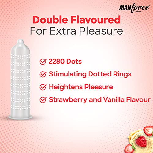 Manforce Cocktail Strawberry & Vanilla Extra Dotted & Flavoured Condoms | 10 pcs | Lubricated Latex Condoms | For Her Enhanced Pleasure | India’s... - Image 4