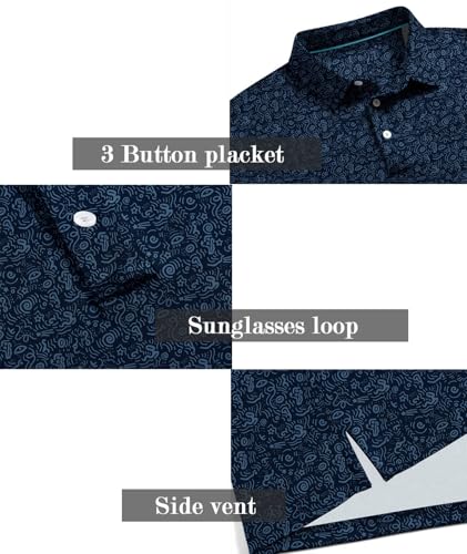 Image of ZITY Men's Golf Shirts Short Sleeve Print Patterns Casual Collared Polo