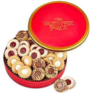 Gluten Free Palace Christmas Cookies Food Gift Baskets – Variety Linzer Tart Cookies in Tin – Fresh Holiday Shortbread Cookies
