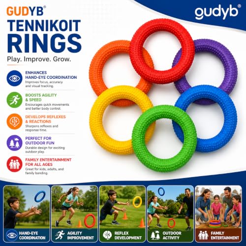 Image of Rubber Dotted Tennikoit Ring 6 Inches Diameter Multicolor, Kids Playing, Tennis Ring, Rubber Frisbee, Rubber Disks for Tennikoit Games (Multi Pack of 2)