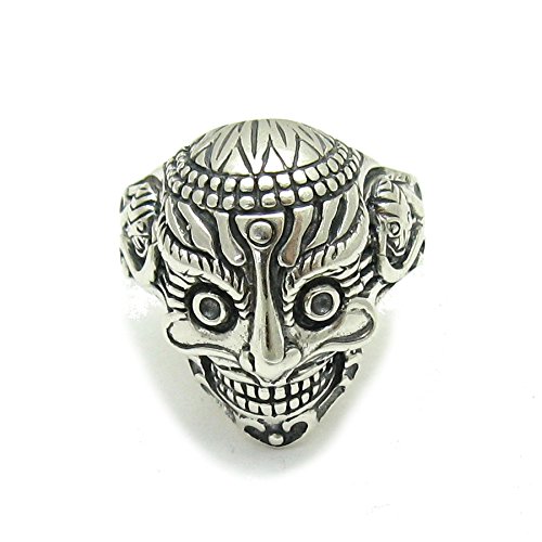 Handmade 925 Sterling Silver Tribal Mask Ring � 7.5 g, 23 mm Top � Gothic Ethnic Warrior Design � Nickel Free, Hallmarked 925 � Men�s Statement Jewellery