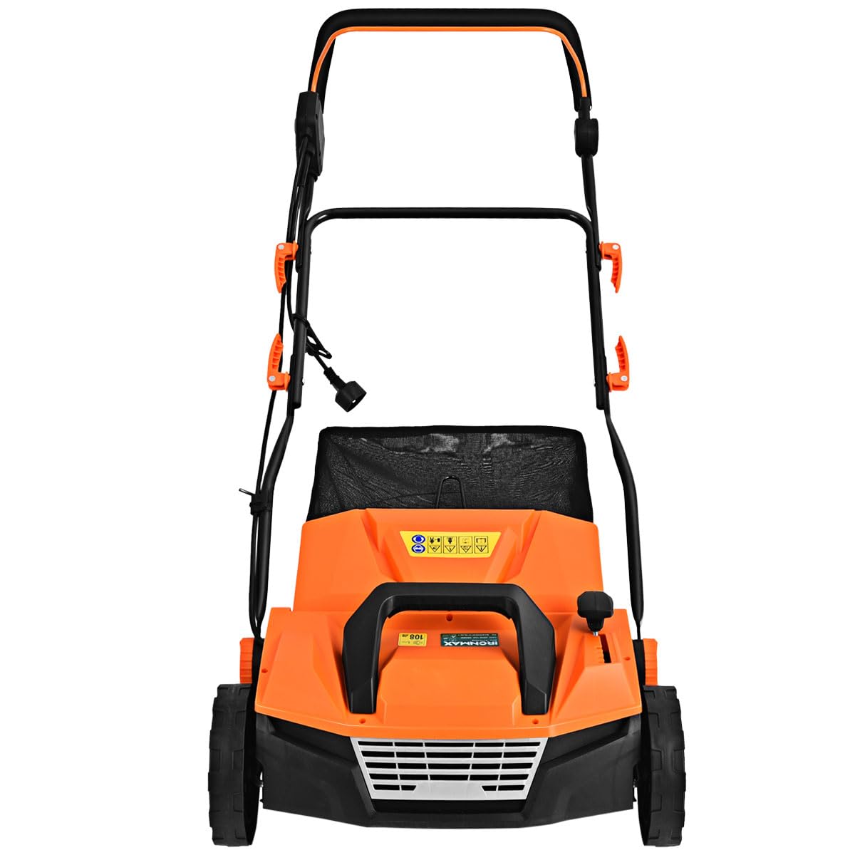 RELAX4LIFE Elektro Vertikutierer Rasenlüfter, 1800W|2-stufige|Arbeitstiefe 38cm Arbeitsbreite|45L Fangkorb, Rasenvertikutierer mit Messerwalze+Lüfterwalze, für Rasenpflege(38cm Arbeitsbreite,Orange)