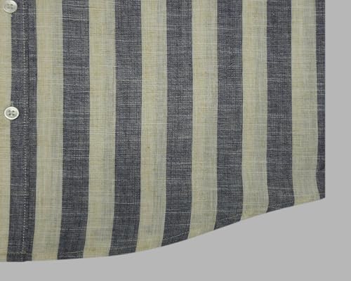Image of GHPC Cotton Linen Striped Half Sleeves Regular Fit Formal Shirt for Men