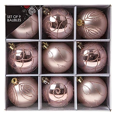 Paquete de 9 Bolas de árbol de Navidad de Oro Rosa de 5 cm Cover