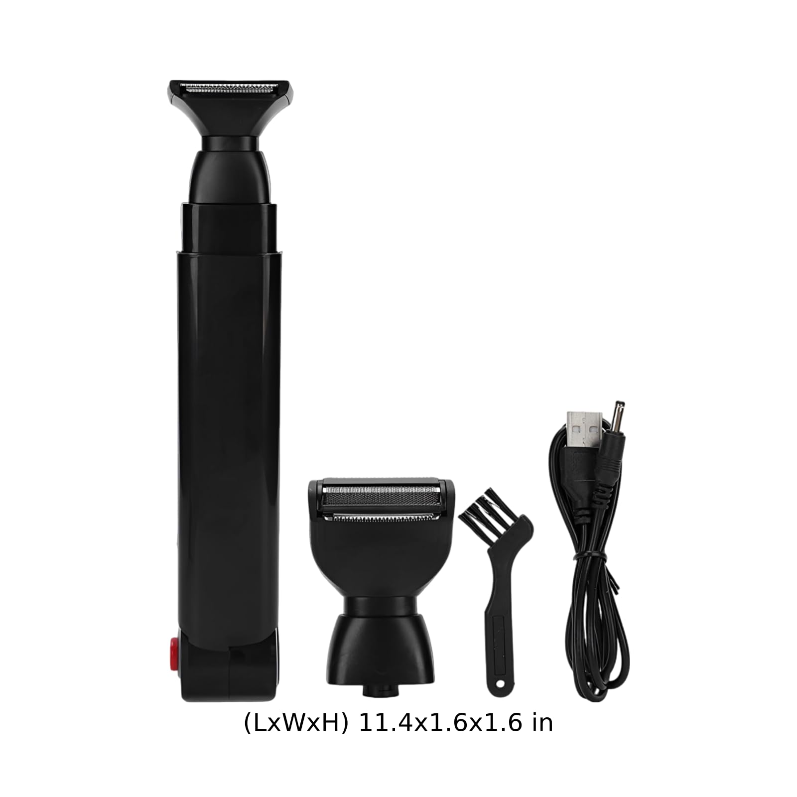 Rasoio elettrico per capelli da uomo, testa larga con rete antigraffio, ricaricabile tramite USB, design pieghevole con manico lungo, potenza 6500 giri/min, nero