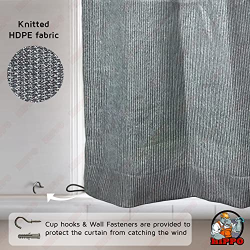 Image of HIPPO HDPE 230 GSM Outdoor Loop Curtain (Cool-Grey, 3FTX4.5FT, Solid)