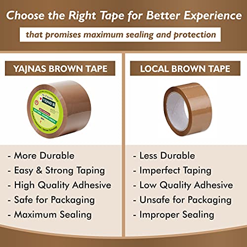 Image of YAJNAS Brown BOPP Tape Self Adhesive High-Strength Packing Tape Roll, Packaging Tape | Brown Cello Tape | e-Commerce Packaging Tape for Home, Office Use & Box Packaging (3 Inch, 35, 2)