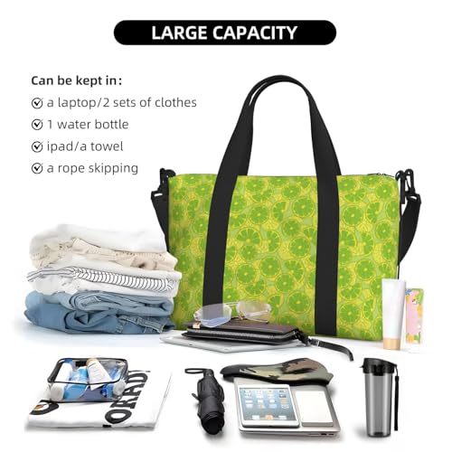 Laptop Tote Bag for Women Work - Cute Limes Kelly Green Gym Bag for Women Men, Personal Item Crossbody Travel Bags Carry On, Overnight Weekender Bags for Women Travel4