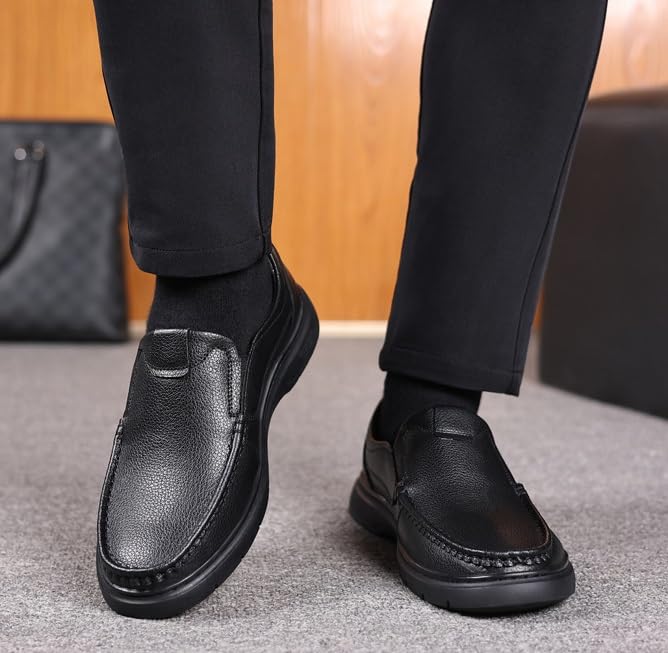 Men's Fashion Classic Lace Up Leather Low Heels Dress Shoes Mens Classic Slip On Pointed Toe Formal Business Oxford Shoes Comfort Suit Shoes for Men4