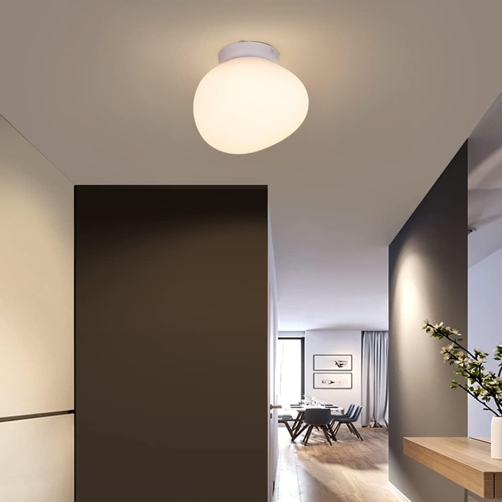 Nowoczesna lampa sufitowa do salonu, Nordic Creative, mlecznobiała, kamykowa, minimalistyczna lampa sufitowa do korytarza, kremowa, do pokoju dziecięcego