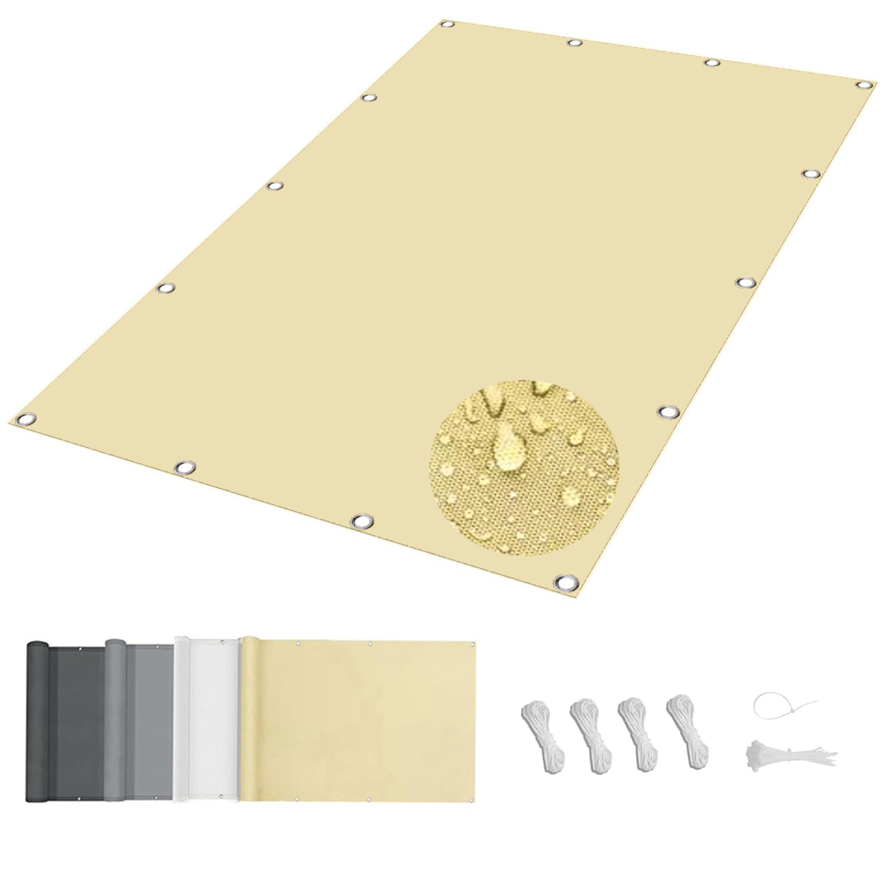 DSRDRFG Sun Shade Sail Rectangle 4x5M with Eyelets, Privacy Windproof 95% UV Block Outdoor Canopy Awning for Garden Patio Pool Balcony Carport-Off, Pergola Canopy Replacement, Beige Yellow