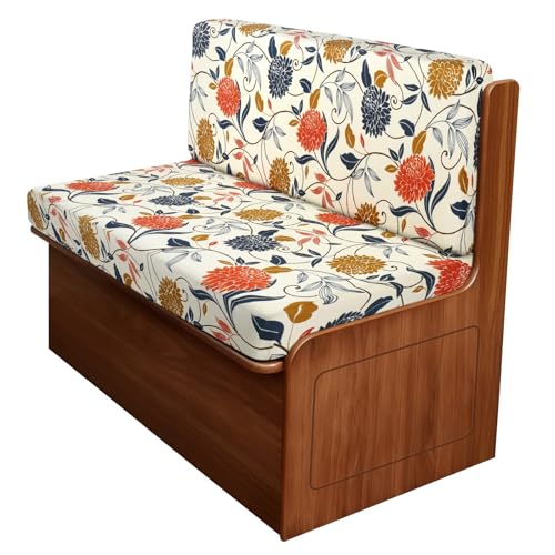 Image of SearchI RV Dinette Cushion Covers, Stretch Camper Cushion Slipcovers for Travel Trailer Couch RV Booth Seat, Replacement Camper Sofa Chair Protector (1 Backrest Cover & 1 Bench Cover, Orange Flower)