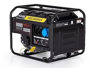 Hahn & Sohn Benzin Generator Stromerzeuger HGG 8000X | Benzin Notstromaggregat mit einem Viertakt Hochleistungsmotor | Generator Stromerzeuger leise mit 230V Modus, 97 dB/A