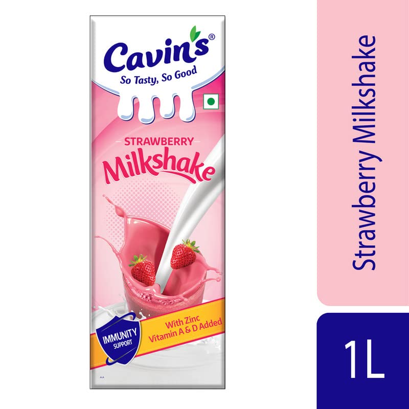 Image of Cavin's Strawberry Milkshake | Fruity Strawberry Flavoured Creamy Milk Beverage | No Added Preservatives | Family Pack | 1L