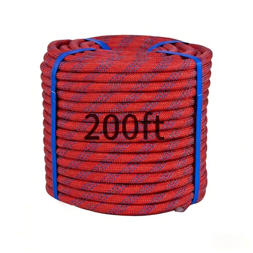 200Ft 3/4 Inch Heavy Duty Climbing Rope - for Tree Swing Pulling Outdoor & Gym Use (Red)