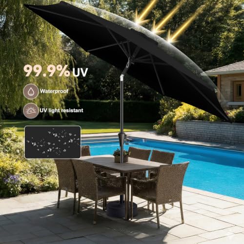 AckMizz Outdoor Patio Umbrella with Push Button Tilt, 9 ft Black by AckMizz - Used condition - Image 3