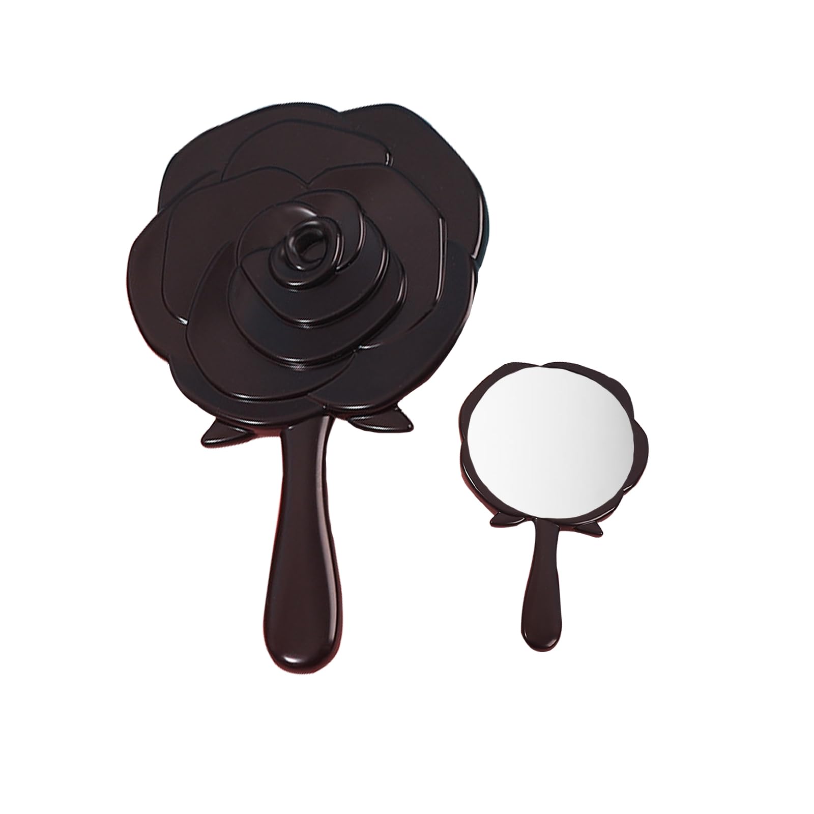 Specchio a Mano Vintage, Specchio da Tenere in Mano, Specchio Piccolo in nero, Specchio Portatile con Manico, Specchietto in Plastica per Parrucchiere, Trucco, Casa, Viaggi
