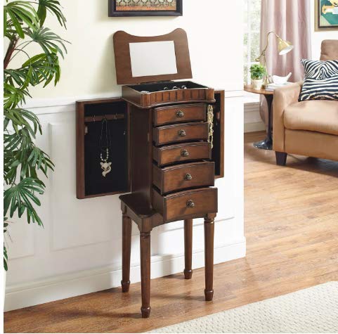 Kasey Jewelry Armoire With 6 Necklace Hooks Walnut - Powell Company #TOP3