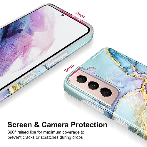 JIAXIUFEN Galaxy S21 Case Gold Sparkle Glitter Marble Slim Shockproof TPU Soft Rubber Silicone Cover Phone Case for Samsung Galaxy S21 5G 6.2 inch Purple Blue by JIAXIUFEN - Image 3