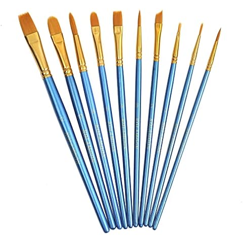 KOLAMOON 10pcs Nylon Paint Brushes Set Cover