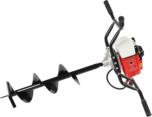 Miniatura 7 de Lidhujnk Taladro de tierra de 2 tiempos de 63 cc con gas de 2 tiempos, taladro de gasolina para plantar, excavación de tierraperforación compatible