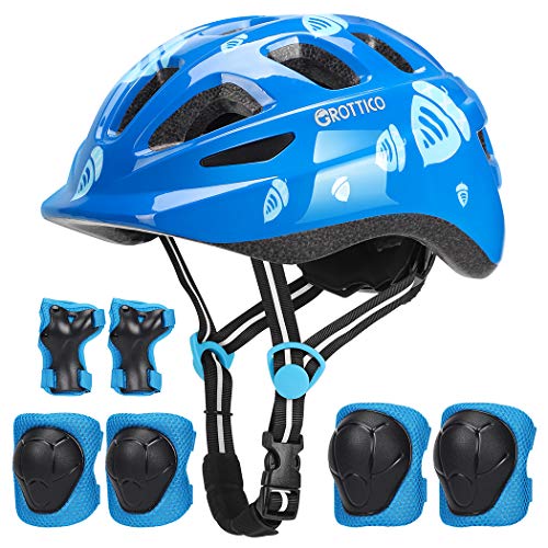 Best Prices! Toddler-Kids Ultralight Helmet with Knee-Elbow-Wrist-Pads - Acorn Pattern Adjustable fo...
