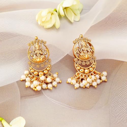 Image of Rubans Gold Plated Temple Necklace Set Traditional Statement Jewellery Gift for Women & Girls