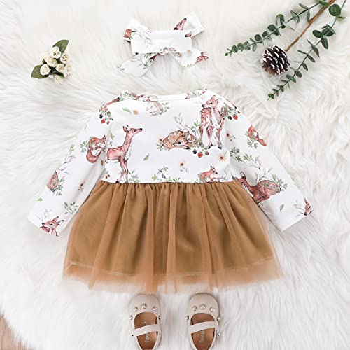 Kids Toddler Baby Corduroy Ruffle Long Sleeve Dress Tulle Dress A-Line Party Birthday Princess Dresses Boutique Clothes Brown #TOP3