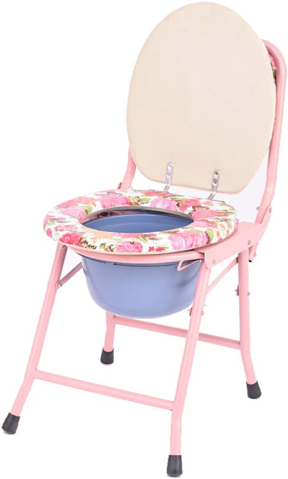 Folding Toilet Chair Stool Pregnant Bedside Commode Lightweight Potty Chair with Padded/Backrest Bucket for Adults, Handicap, Elderly Heavy Duty