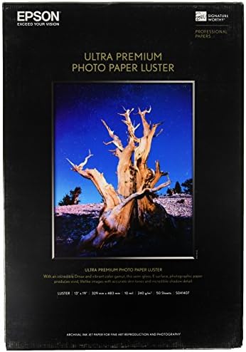Epson Ultra Premium Photo Paper LUSTER (13x19 Inches, 50 Sheets) (S041407),White