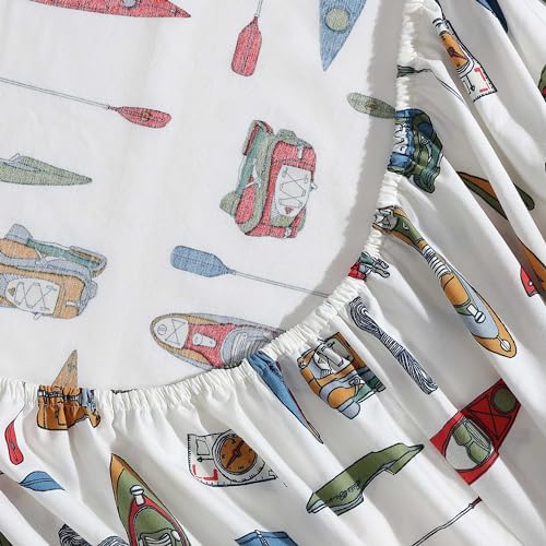 Eddie Bauer - Full Sheets, Cotton Percale Bedding Set, Crisp & Cool Home Decor (Kayak Adventure, Full)